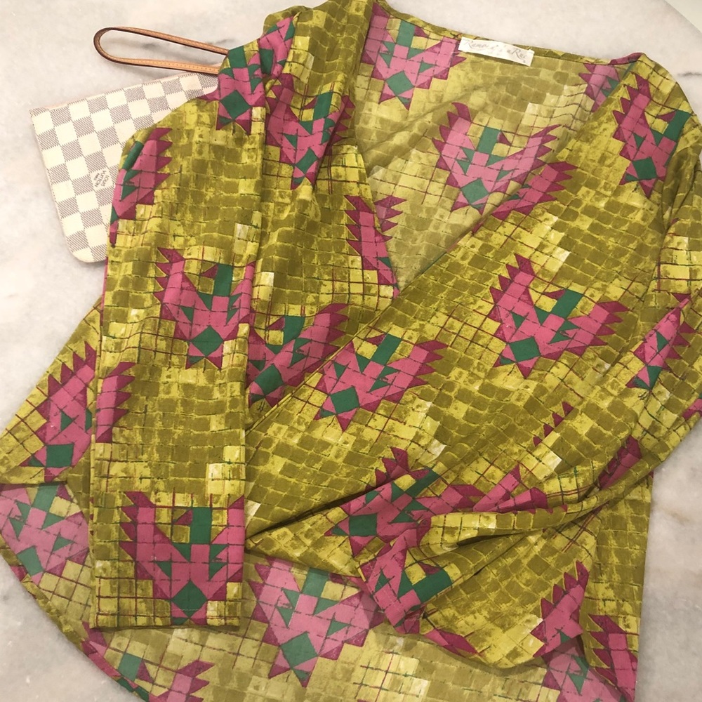 Silk printed wrap top